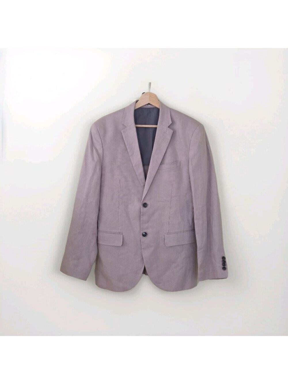 ​H&M Men Slim Fit 100% Linen Blazer Jacket 38R Dusty Lavender Beach Wedding Edgy